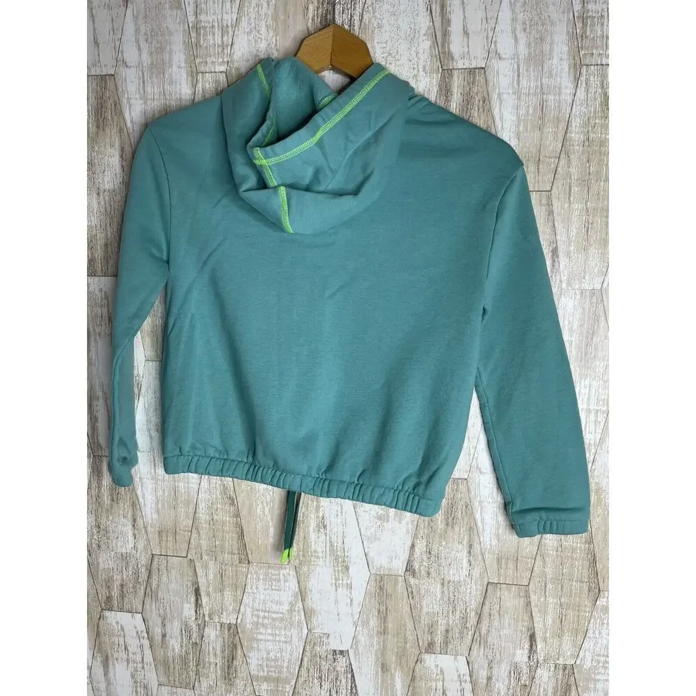 Lands'‎ End Girls Size M 8 Pullover Teal-Green Sweatshirt Hoodie Elastic Waist